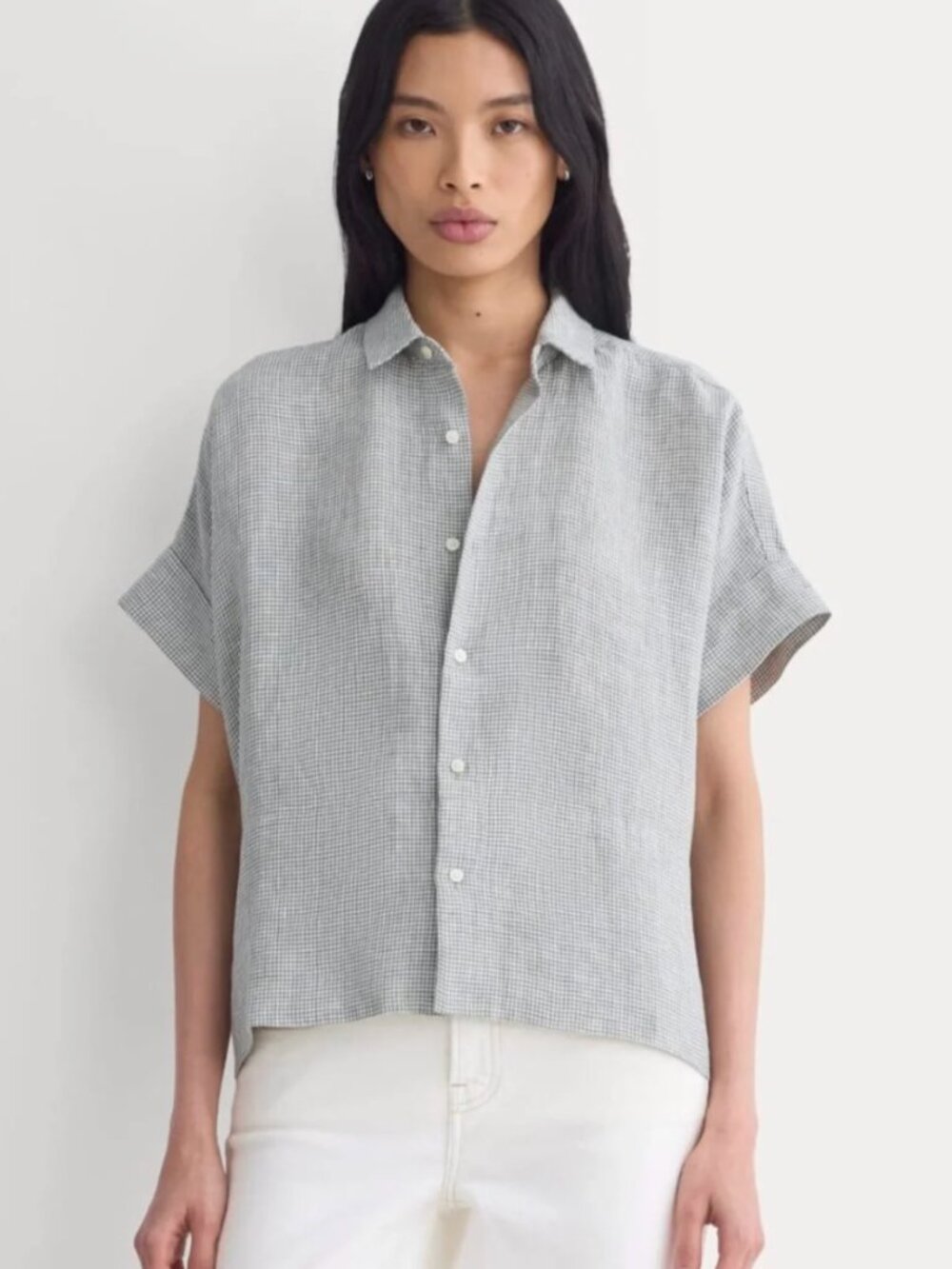 NWOT Everlane The Boxy Shirt in Linen Agave Green Size 2
